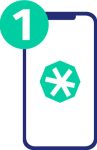Ein Smartphone mit dem ryd Logo und der Zahl 1.